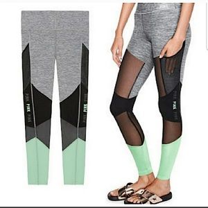Victoria’s Secret PINK Bonded High Waist Ultimate Legging Teal Grey & Black Mesh